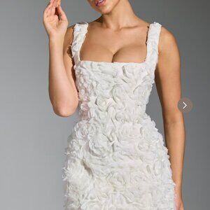 Oh Polly Floral-Appliqué Corset Mini Dress in White